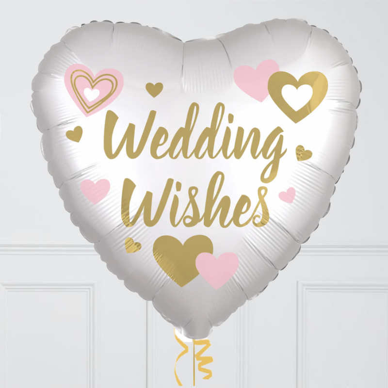 Classy White & Gold Wedding Wishes Foil Balloon Bouquet