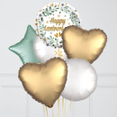 Mint & Gold Happy Anniversary Foil Balloon Bouquet