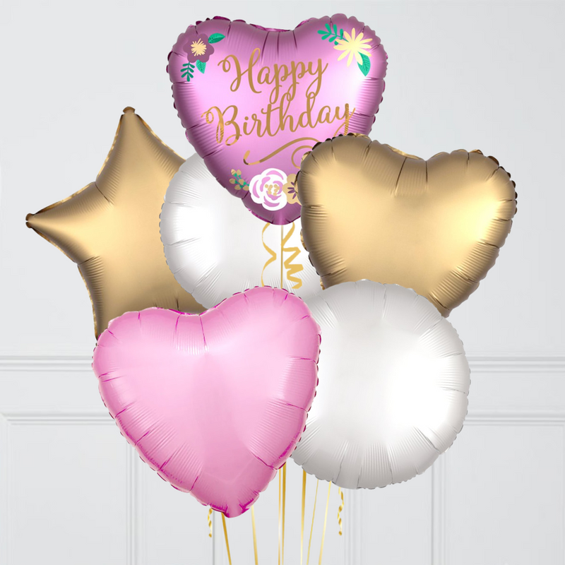 Happy Birthday Heart Foil Balloon Bouquet