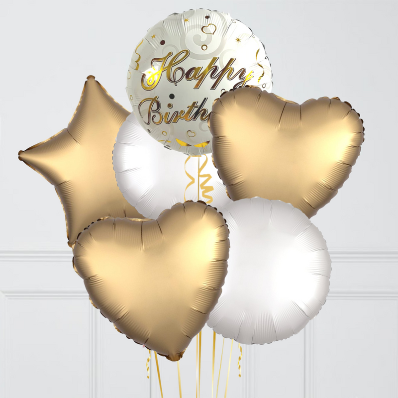 Happy Birthday Classy Gold Foil Balloon Bouquet