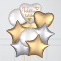 Classy White & Gold Wedding Wishes Foil Balloon Bouquet