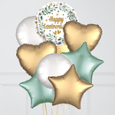 Mint & Gold Happy Anniversary Foil Balloon Bouquet