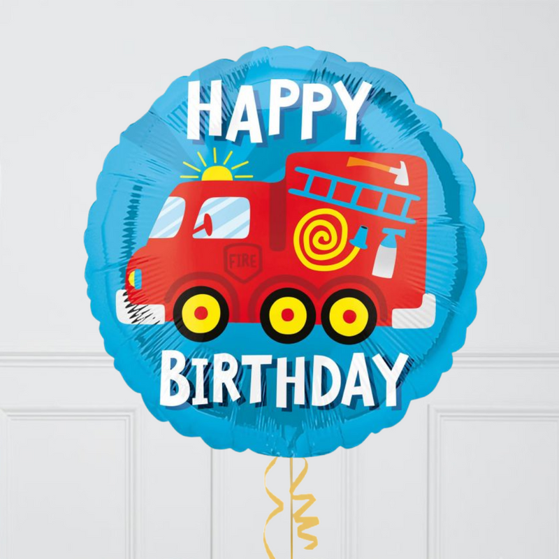 Happy Birthday Fire Truck Foil Balloon Bouquet