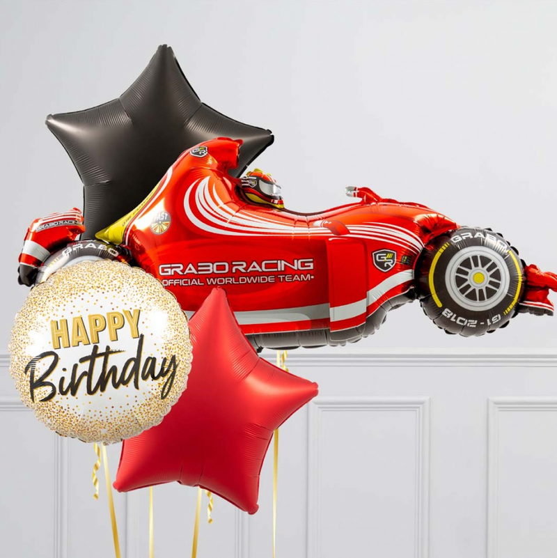 Red Racing Car Inflated Balloon Package