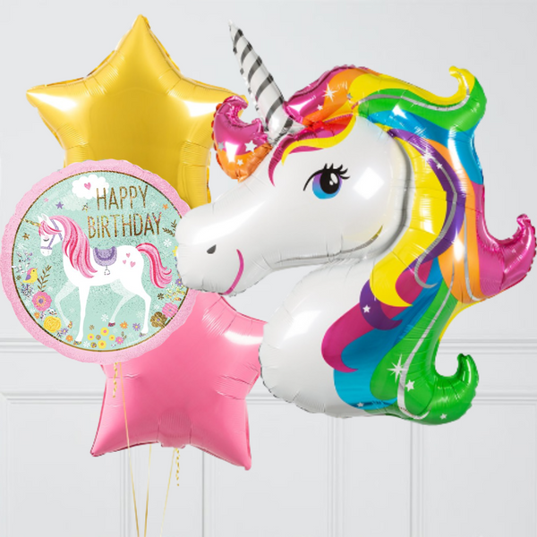 Rainbow Unicorn Happy Birthday Balloon Bouquet