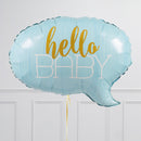 Hello Baby Blue Speech Bubble Inflated Balloon Package