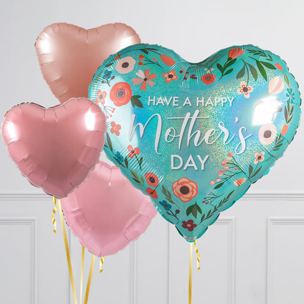 Turquoise Florals Happy Mother's Day Balloon Package